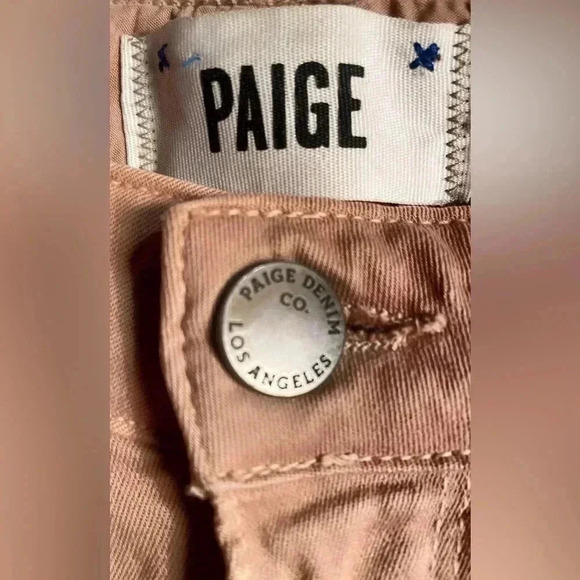 Paige  trendy melon black piping stylish 4 pocket beige stretch denim jean 26 - Picture 4 of 6